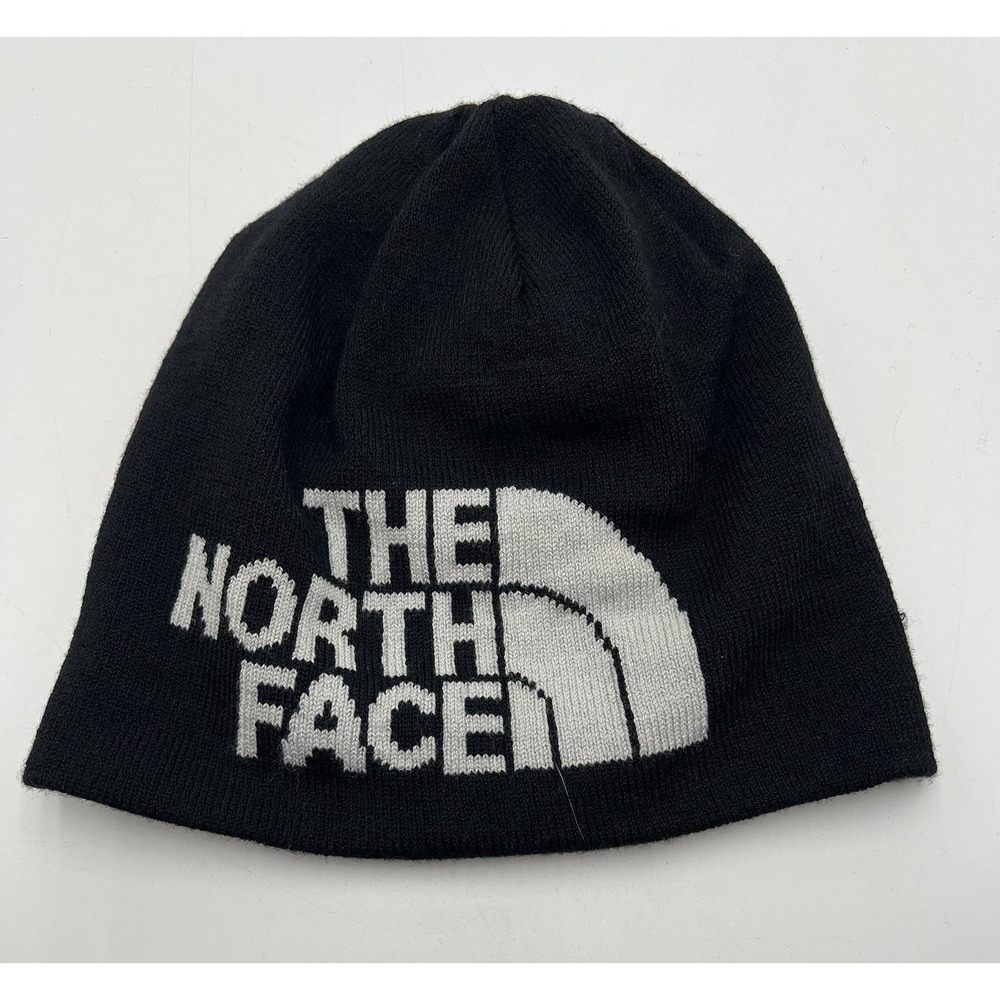 The North Face Black & White Knit Beanie Hat Unisex One Size Winter Cap - Picture 5 of 6